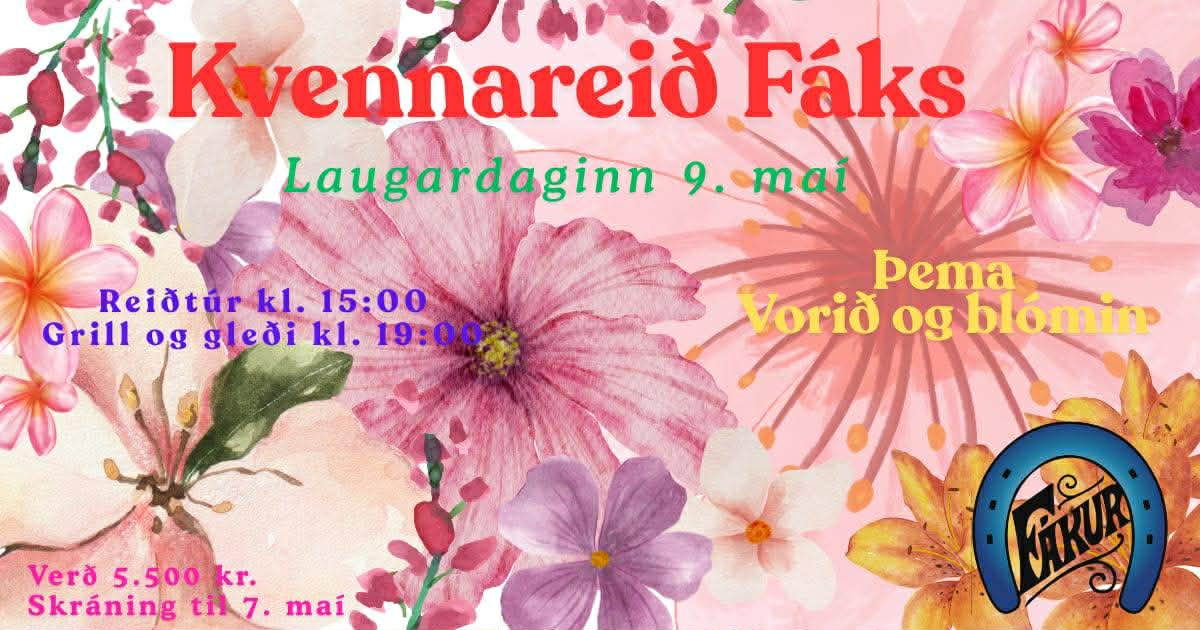 Kvennareið Fáks – Laugardaginn 9. maí klukkan 15:00